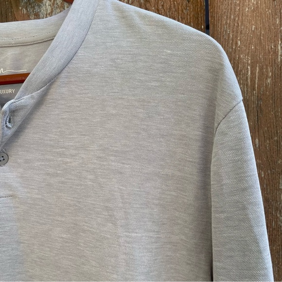 MARC ANTONY Men's Light Gray Luxury Henley Long Sleeve Shirt Size Large - Picture 8 of 10